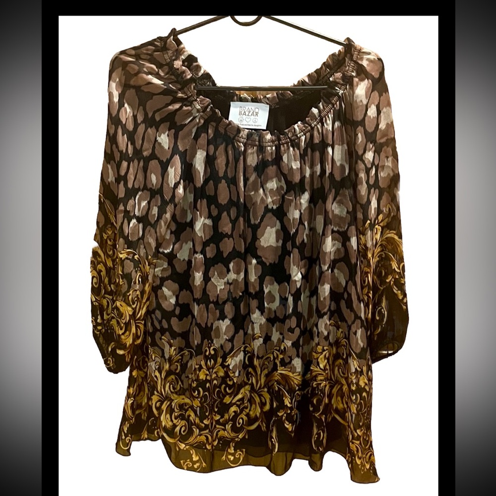 Brand Bazar Boho Paisley Silk Blend Blouse One Size